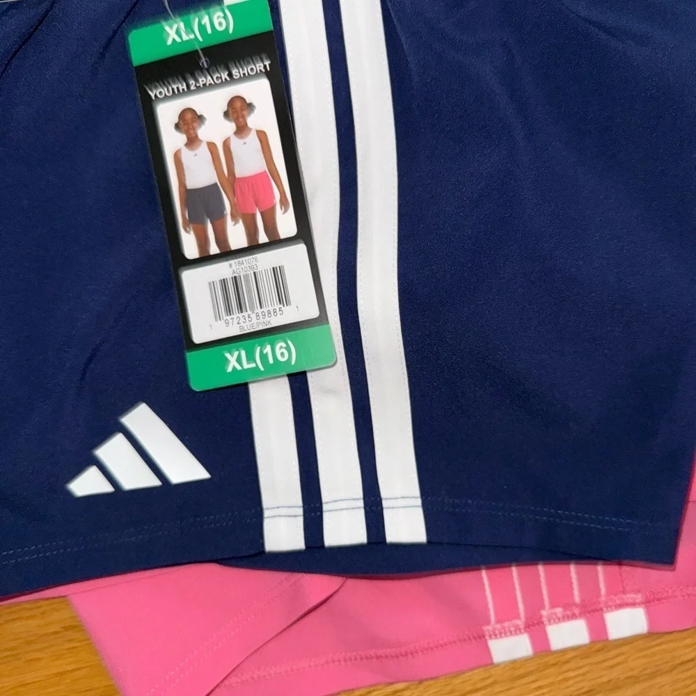 adidas Kids Shorts 2-Pack - Navy and Pink